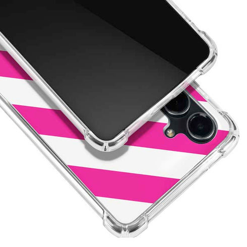 Pink and White Geometric Stripes Galaxy S23 FE Clear Case